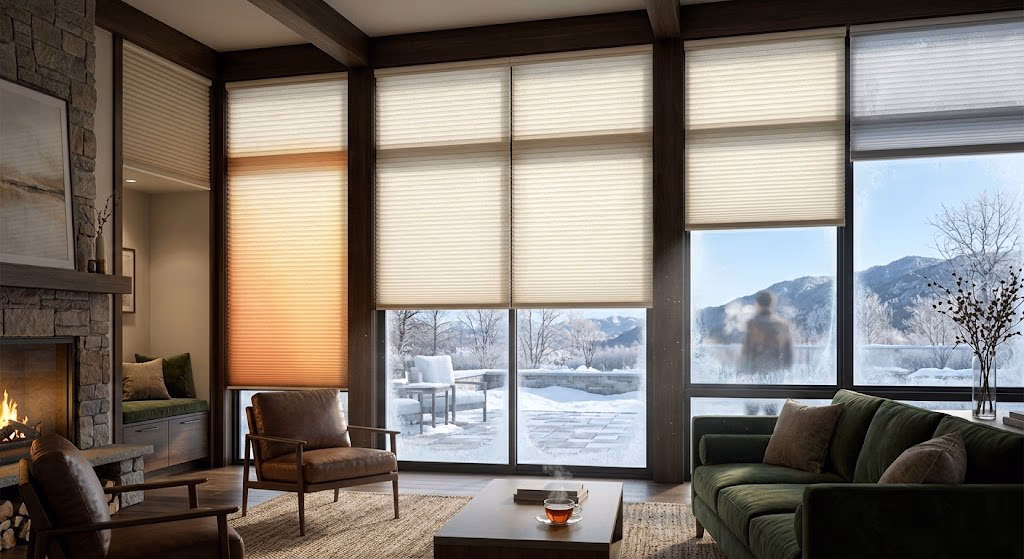 Bay Blinds Hunter Douglas Duette Architella honeycomb shades with U-factor 0.23 and R-7.0 thermal insulation exceeding 2026 Title 24 California Energy Code for Climate Zone 2, Novato CA 94945