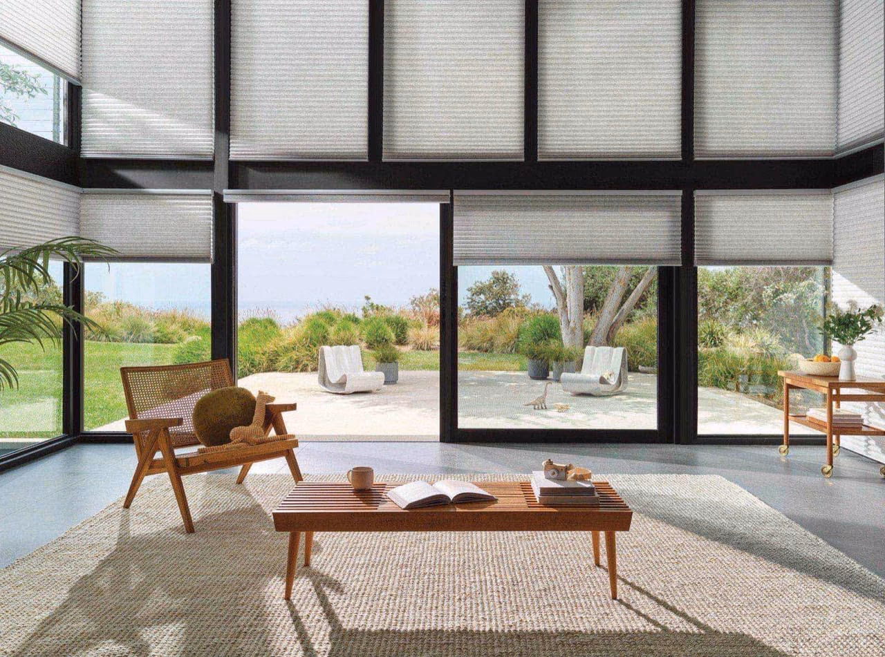 Hunter Douglas Duette honeycomb shades Title 24 compliant energy-efficient window treatment for modern homes in Marin County