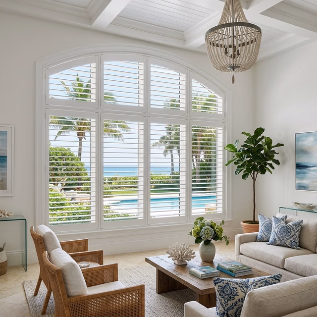 Palm Beach® and NewStyle® Shutters - custom window treatment installed in a Marin County home by Bay Blinds, Novato CA 94945